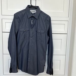 NWT Express Men's M Blue/Indigo Button Down Shirt